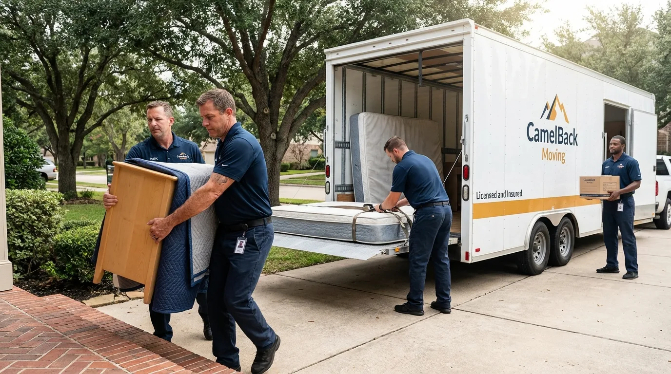 Crew loading residential truck for cross-state move from Marshall, VA