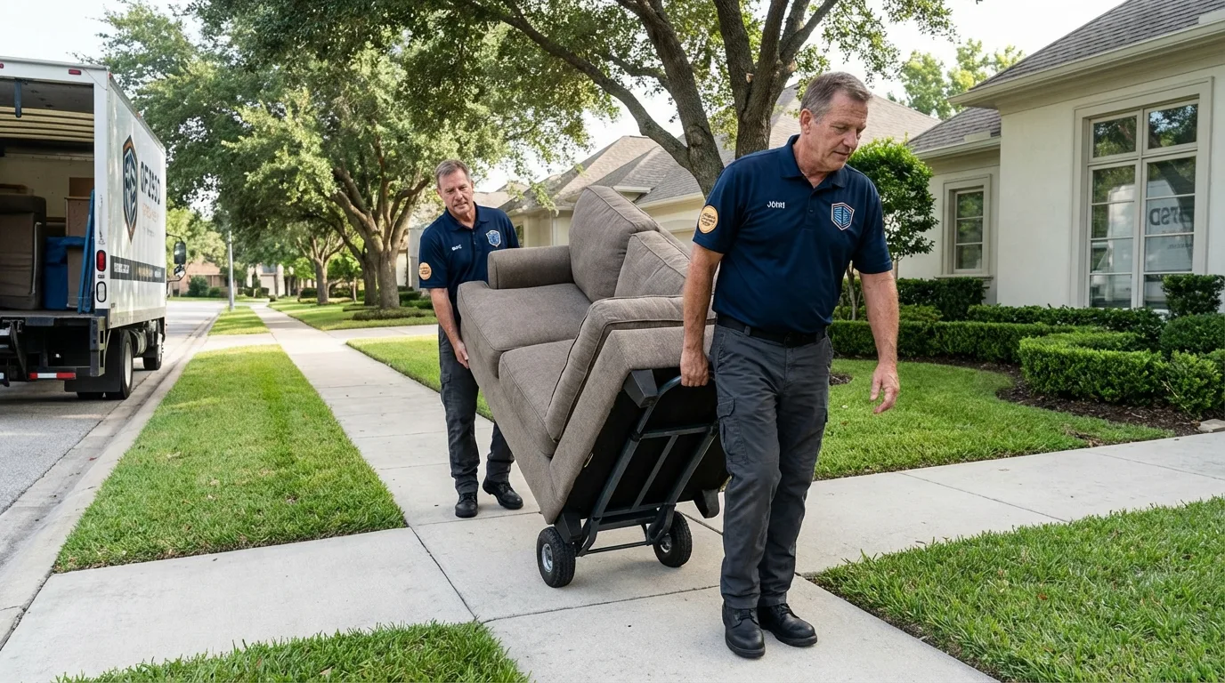 Local residential moving crew loading furniture in Marshall, VA