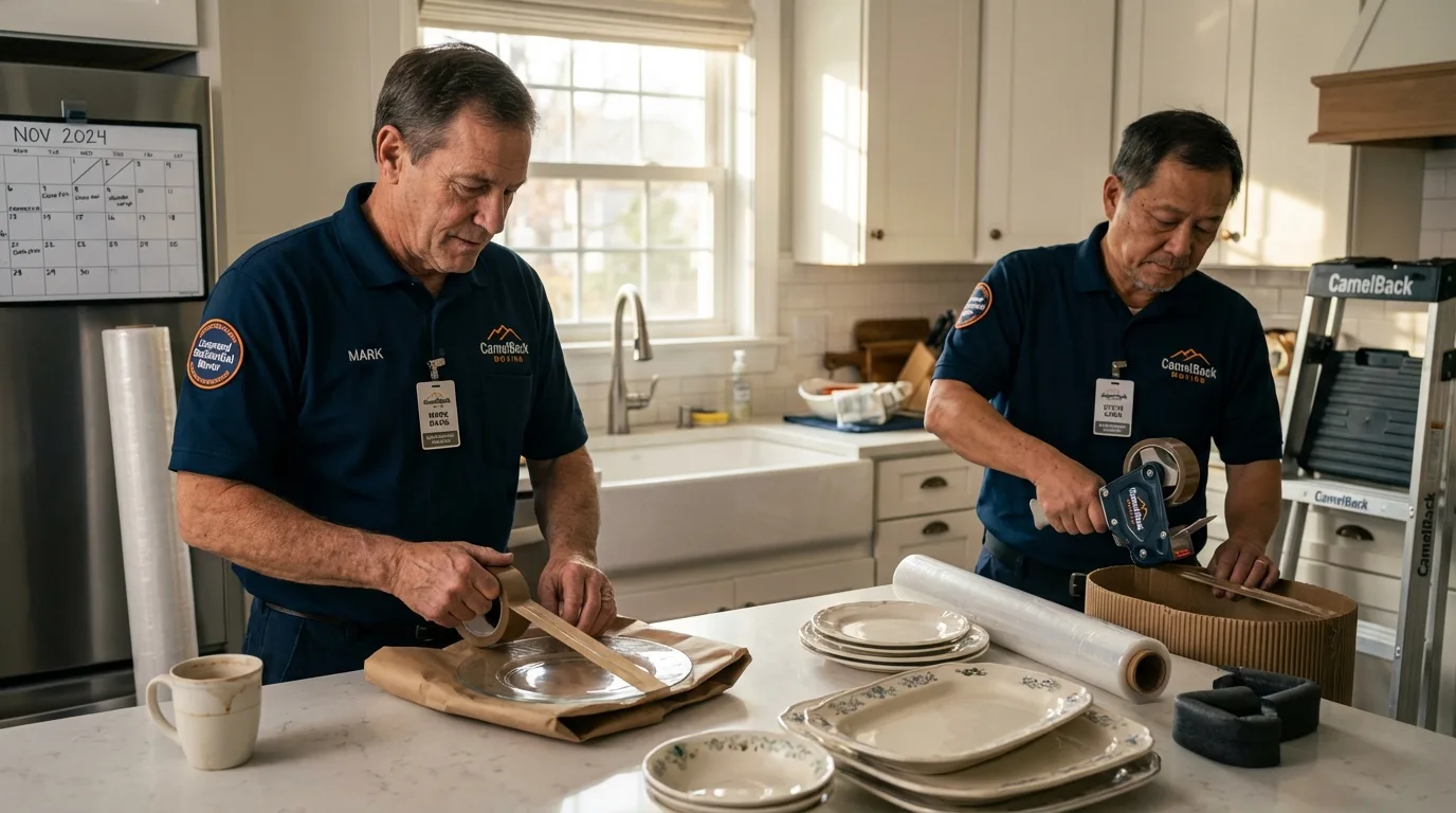Professional crew packing kitchen dishware in Marshall, VA